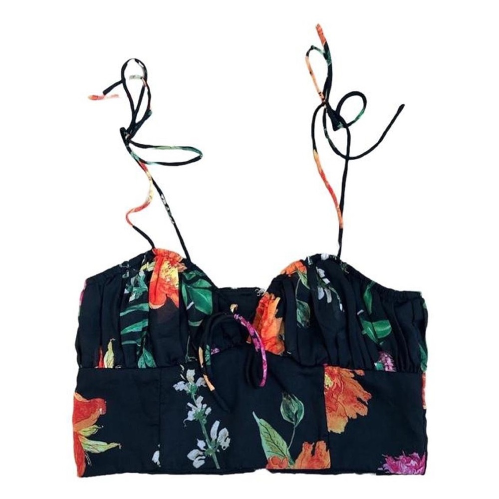 ⭐️URBAN OUTFITTERS - FLORAL TIE STRAPS CROPPED TANK TOP
